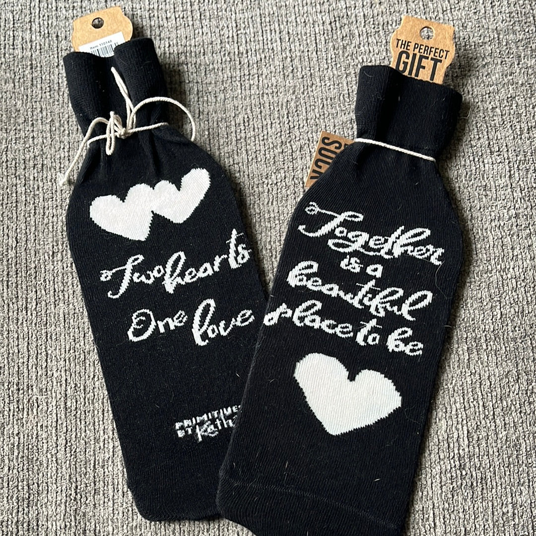 Two Hearts Wine Sock
