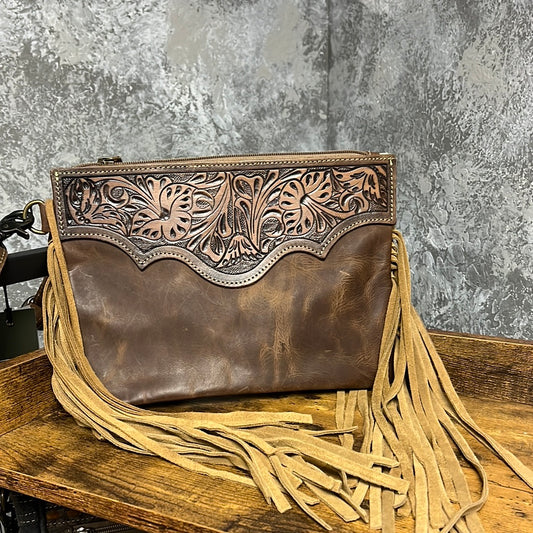 Myra- Mocha Dash Hand Tooled Bag