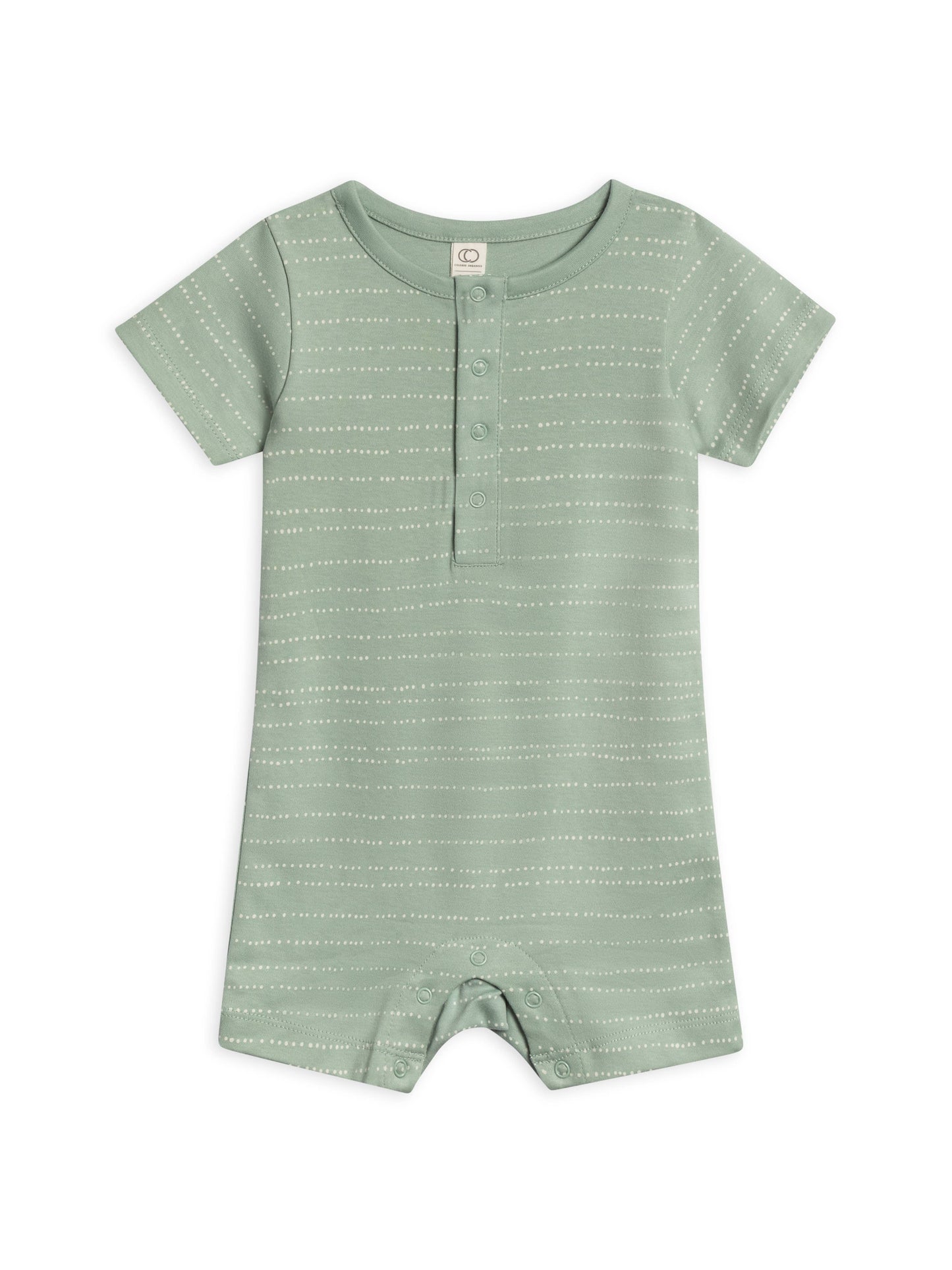 Organic Baby Mason Short Sleeve Romper - Pebble / Jade