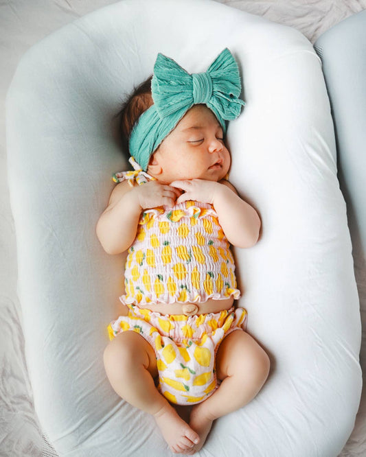 Lemon Sorbet / Muslin Smocked Ruffle Top & Bloomer