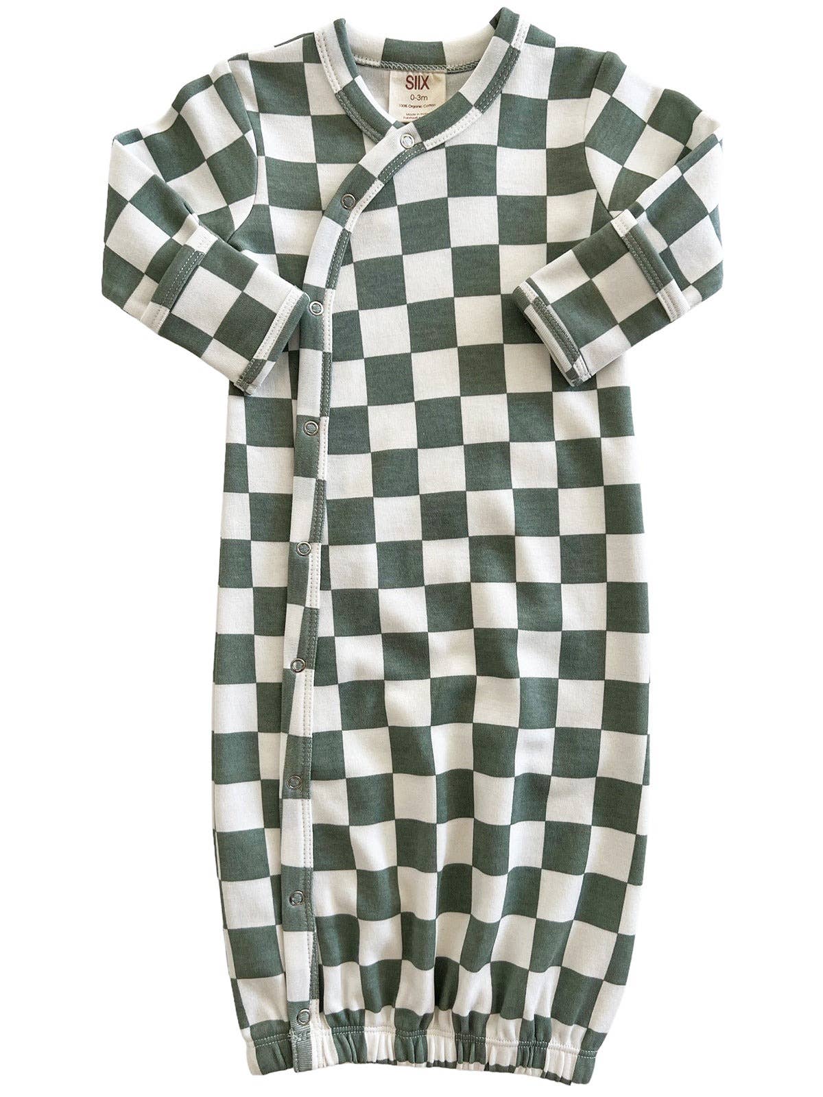 Matcha Milkshake Checkerboard / Organic Gown (Baby - Kids)