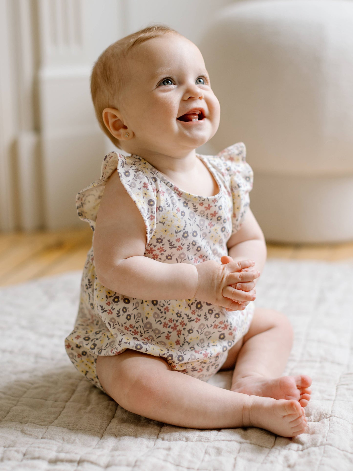 Organic Baby Sommer Romper - Giada Floral / Lilla